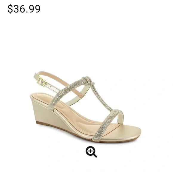 Adrienne Vittadini Gold Wedge Sandals NEW in Box - Picture 1 of 13